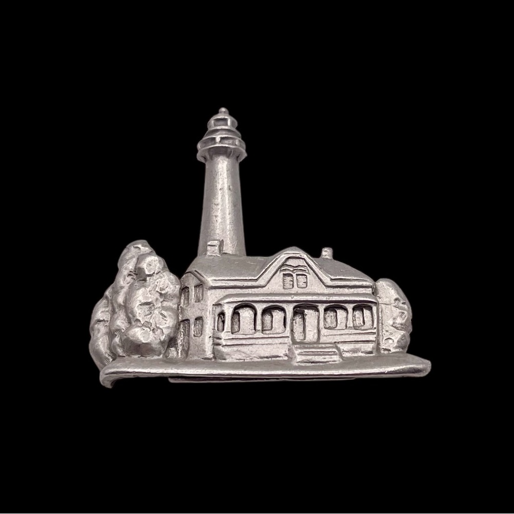 Signed Pewter Saint Simons Island Georgia Lighthouse Brooch Collectible